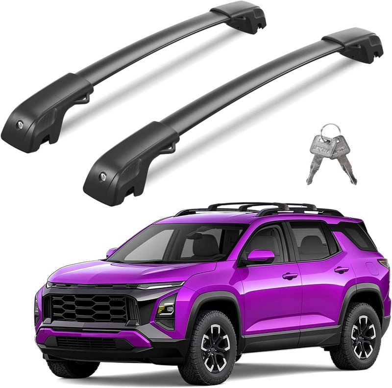 wonderdriver Lockable 300lbs Roof Rack Cross Bars Compatible with 2025 2026 Chevy Chevrolet Equinox with Raised Side Rails (Not for EV), Heavy Duty Aluminum Roof Rails Crossbars Cargo Black Rooftop. - Image 1